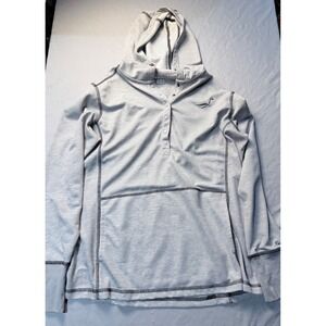 Kate Lord Performance Womens Gray Henley Hoodie Golf Pullover Kiva Dunes Large